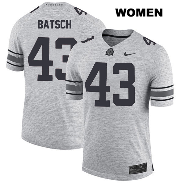 Ohio State Buckeyes Women's Ryan Batsch #43 Gray Authentic Nike College NCAA Stitched Football Jersey NA19V11RP